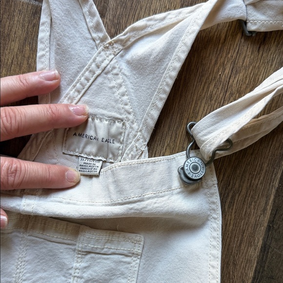 American Eagle Outfitters Cream Denim Overalls - Picture 3 of 4